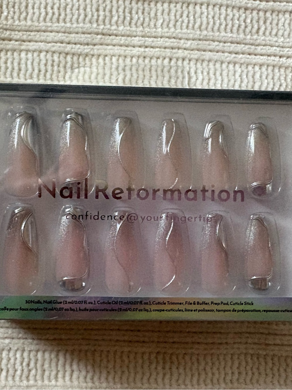 Nail Reformation Silver Pink Press-On Nails Shooting Stars Long Coffin